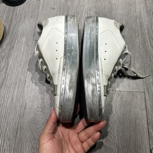 Golden Goose Hi Star/ Low Glitter Star/Silver metallic Camo Women Size 39 - Picture 10 of 10